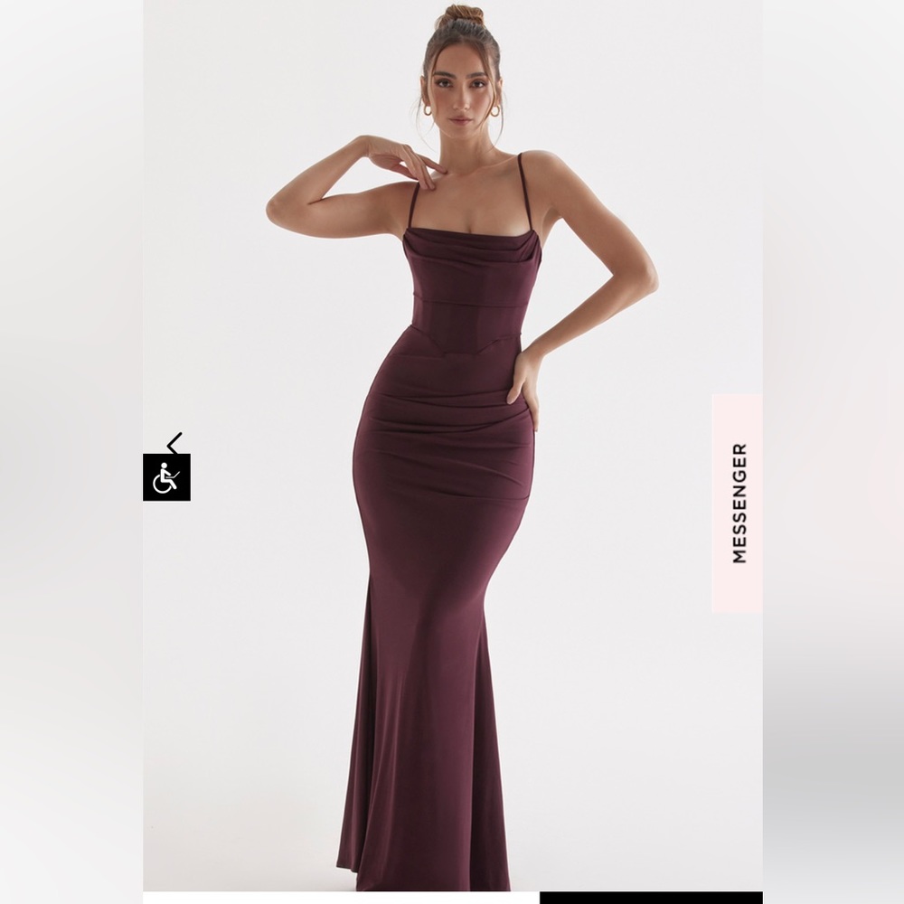 House of CB Milena Dress Dark Cherry Corset Maxi Dress L+